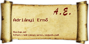 Adriányi Ernő névjegykártya